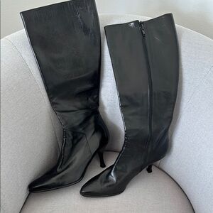 Sleek Black Heeled Boots with Stiletto Heel.  2 inch heel